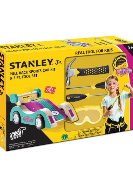 Stanley Jr. Pull-back Sports Car Kit & 5 Piece Tool Set